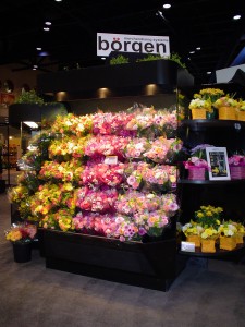 Front view of 8 ft. open floral basket display case