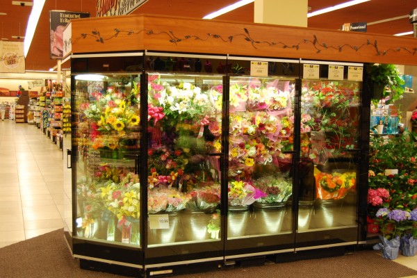 6 door floral cooler with flower buckets - Borgen Systems