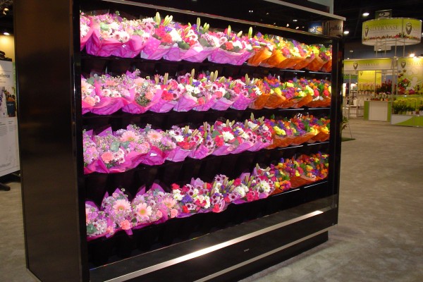 8 ft. open floral case by Borgen Systems