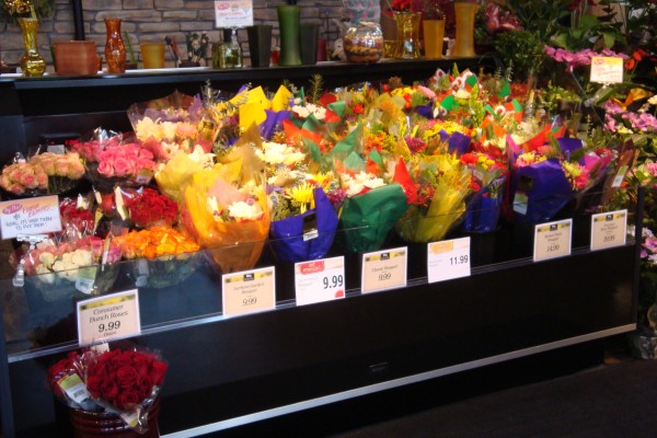 Low profile flower case at Raley's from Borgen Merchandising Systems